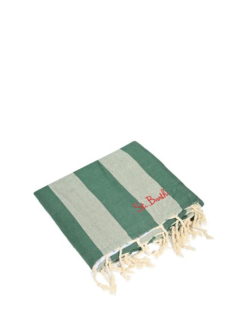 Telo mare Fouta in spugna di cotone a righe Verde Mc2 Saint Barth | FOUT00807709L